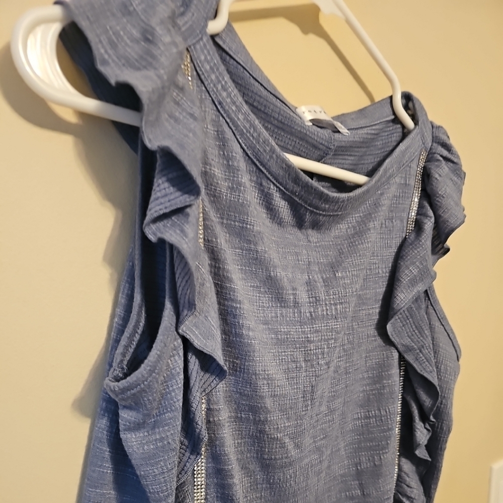 Retrology Women's Ruffled Sleeveless Top Size S Blue - Picture 4 of 7